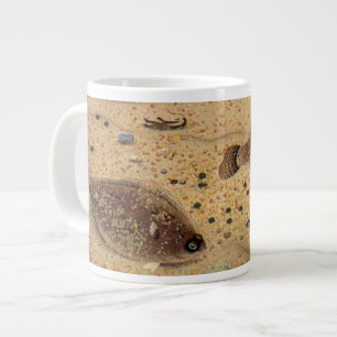 Flounders or Flat Fish, Vintage Marine Ocean Life  Large Coffee Mug