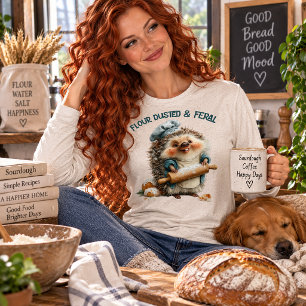 Flour Dusted Feral Funny Sourdough Hedgehog Baker Tri-Blend Shirt