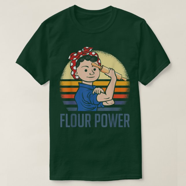 Flour Power Funny Baking Mum Baker  T-Shirt (Design Front)