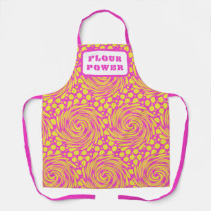 Flour Power Psychedelic Pink Yellow Apron