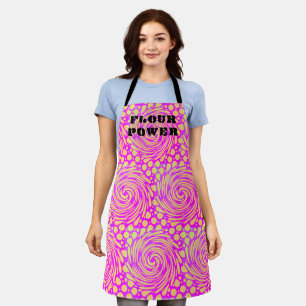 Flour Power Psychedelic Pink Yellow Apron