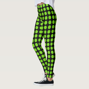 Flourescent Green Polkadots Leggings