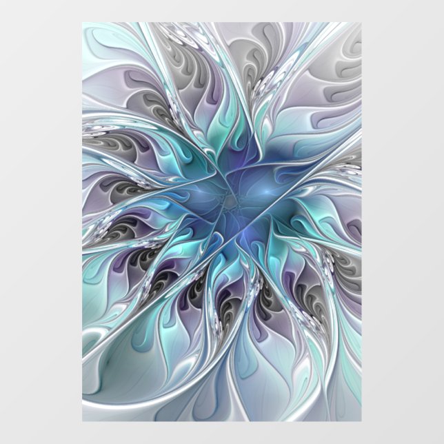 Flourish Abstract Modern Fractal Flower With Blue (Sheet)