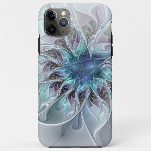 Flourish Abstract Modern Fractal Flower With Blue Case-Mate iPhone Case