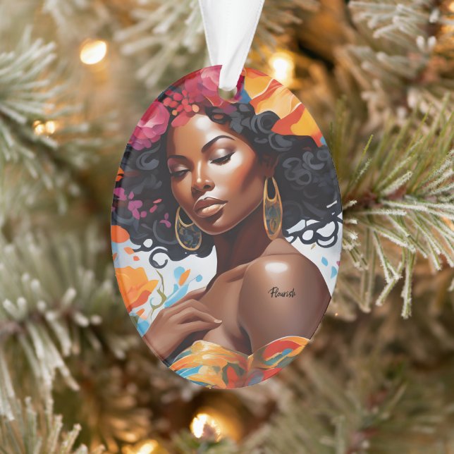 Flourish African American Black Woman Christmas Ornament (Tree)