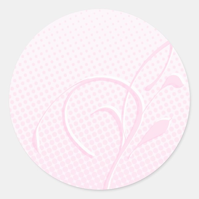 Flourish and Pink Dots Classic Round Sticker (Front)