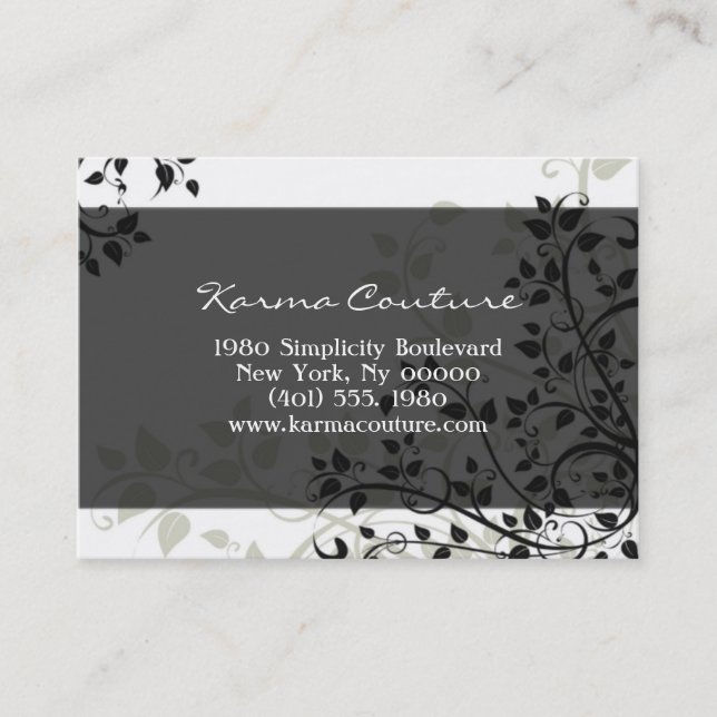 flourish; black business card (Front)