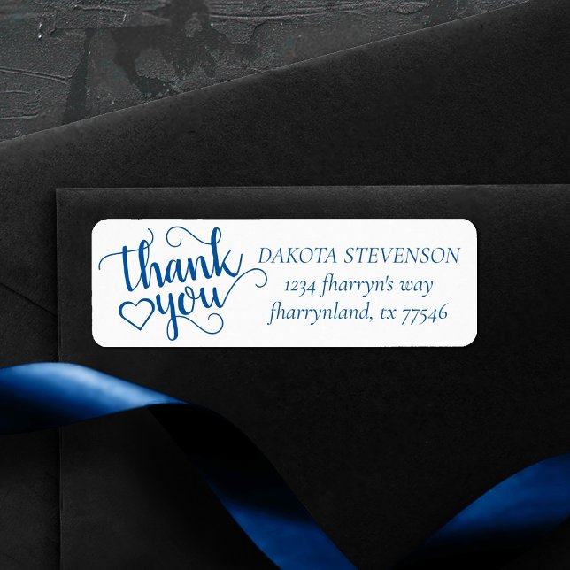 Flourish Blue Thank You | Classic Return Address (Creator Uploaded)