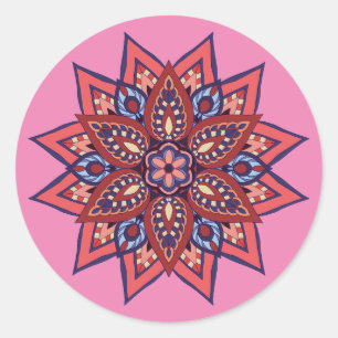 Flourish Boho Mandala Classic Round Sticker