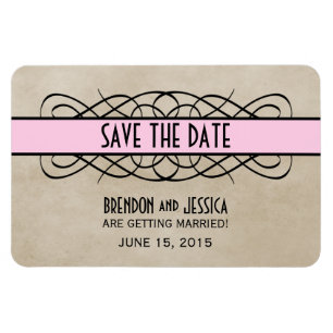 Flourish Border Save the Date Magnet, Pink Magnet