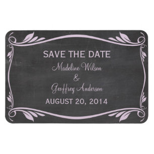 Flourish Chalkboard Save the Date Magnet, Lilac Magnet