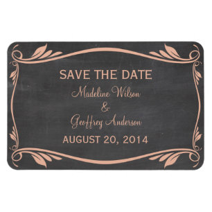Flourish Chalkboard Save the Date Magnet, Peach Magnet