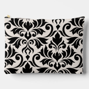 Flourish Damask Art I 2Way Black + Cream Accessory Pouch