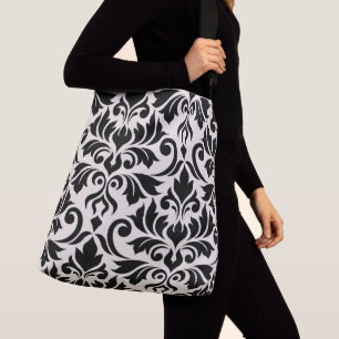Flourish Damask Art I Black on Cream Crossbody Bag