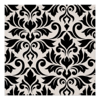 Flourish Damask Art I Black on Cream