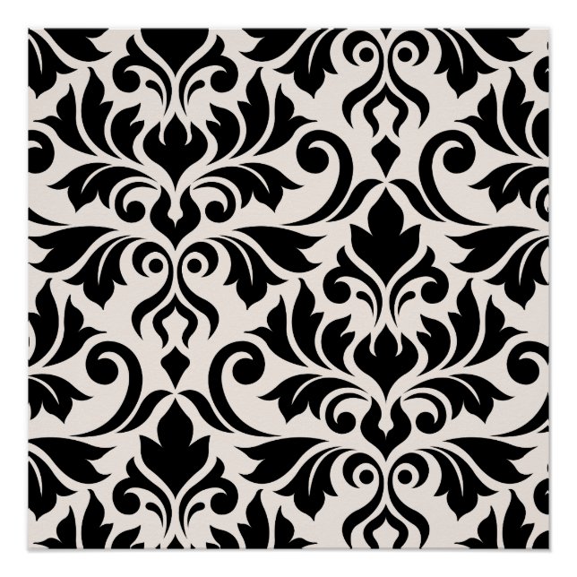 Flourish Damask Art I Black on Cream Poster (Front)
