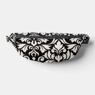 Flourish Damask Art I Cream on Black Bum Bags