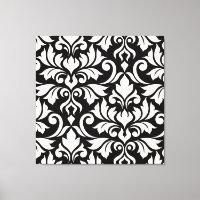 Flourish Damask Art I Cream on Black
