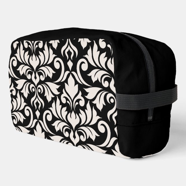 Flourish Damask Art I Cream on Black Dopp Kit (Left Corner)