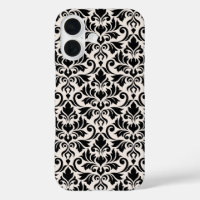 Flourish Damask Big Pattern Black on Cream