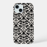 Flourish Damask Big Pattern Black on Cream