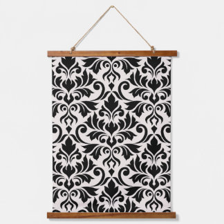 Flourish Damask Lg Pattern Black on Cream Hanging Tapestry