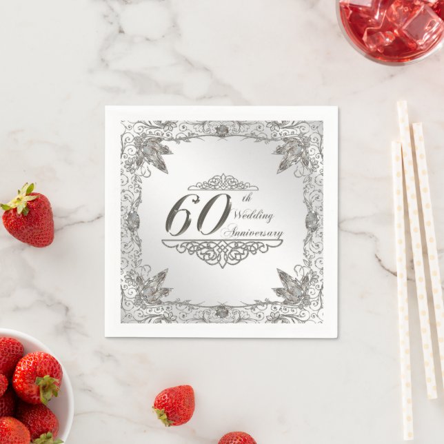 Flourish Diamond 60th Anniversary Paper Napkin (Insitu)
