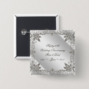 Flourish Diamond 60th Wedding Anniversary Button