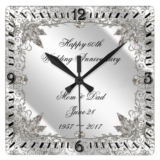Flourish Diamond 60th Wedding Anniversary Clock | Zazzle.co.nz