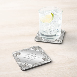 Flourish Diamond 60th Wedding Anniversary Coaster