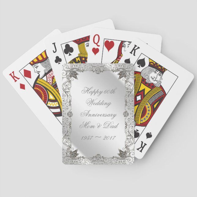 Flourish Diamond Wedding Anniversary Playing Cards (Back)