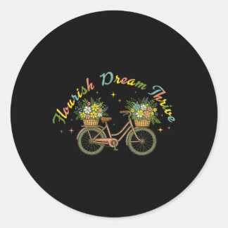 Flourish Dream Thrive Floral Bike Subtle 8647 Trum Classic Round Sticker
