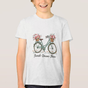 Flourish Dream Thrive Floral Bike Subtle 8647 Trum Tri-Blend Shirt