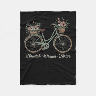 Flourish Dream Thrive Floral Bike Trump Subtle Res Fleece Blanket