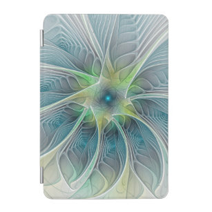 Flourish Fantasy Modern Blue Green Fractal Flower iPad Mini Cover