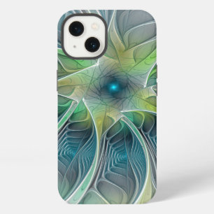 Flourish Fantasy Modern Blue Green Fractal Flower iPhone 13 Case