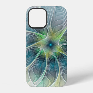 Flourish Fantasy Modern Blue Green Fractal Flower iPhone 12 Case
