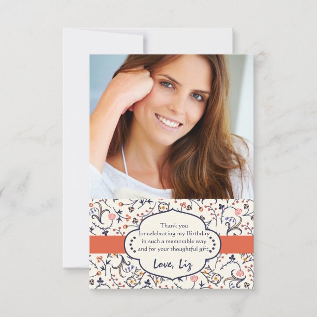 Flourish Floral Photo Thank You Notes (Front)