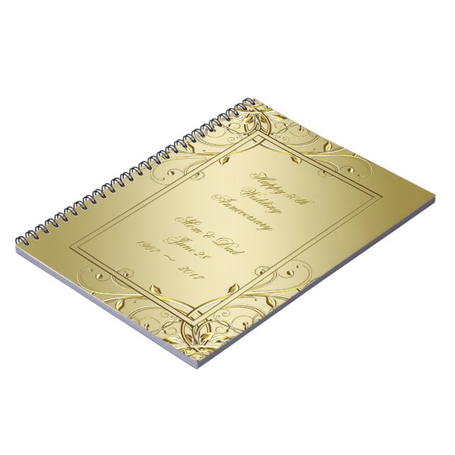 Flourish Gold 50th Golden Wedding Anniversary Notebook (Left Side)