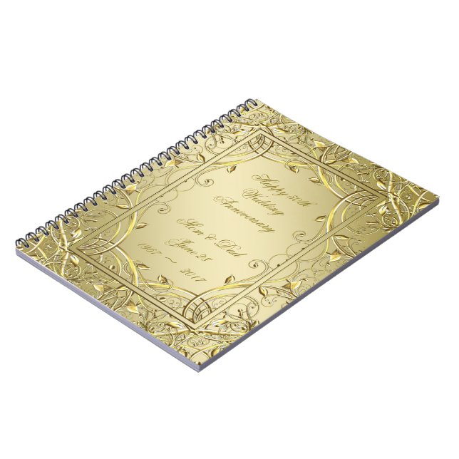 Flourish Gold 50th Golden Wedding Anniversary Notebook (Left Side)