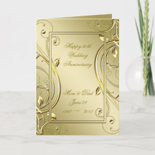 Flourish Gold 50th Wedding Anniversary Card