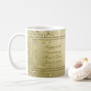 Flourish Gold 50th Wedding Anniversary Coffee Mug