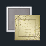 Flourish Gold 50th Wedding Anniversary Magnet<br><div class="desc">A Digitalbcon Images Design featuring a gold colour and flourish design theme with a variety of custom images, shapes, patterns, styles and fonts in this one-of-a-kind "Flourish Gold 50th Wedding Anniversary" Square Magnet. This elegant and attractive design comes complete with customisable text lettering both on the front and the reverse...</div>
