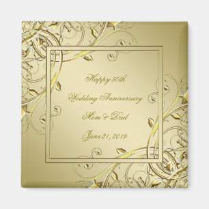 Flourish Gold 50th Wedding Anniversary Magnet