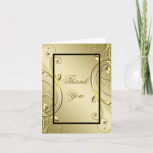 Flourish Gold 50th Wedding Anniversary Thank You Note Card