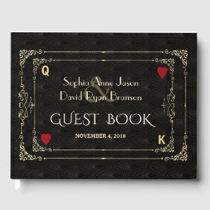 Flourish Gold Art Deco Casino Vegas Poker Wedding Guest Book