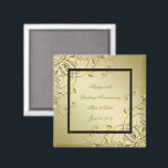Flourish Gold Black 50th Wedding Anniversary Magnet<br><div class="desc">A Digitalbcon Images Design featuring a gold and black colour and flourish design theme with a variety of custom images, shapes, patterns, styles and fonts in this one-of-a-kind "Flourish Gold 50th Wedding Anniversary" Square Magnet. This elegant and attractive design comes complete with customisable text lettering both on the front and...</div>