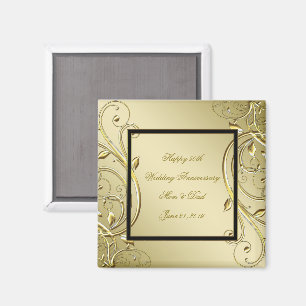 Flourish Gold Black 50th Wedding Anniversary Magnet