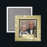Flourish Gold Black 50th Wedding Anniversary Photo Magnet<br><div class="desc">A Digitalbcon Images Design featuring a gold and black colour and flourish design theme with a variety of custom images, shapes, patterns, styles and fonts in this one-of-a-kind "Flourish Gold 50th Wedding Anniversary" Photo Square Magnet. This elegant and attractive design comes complete with customisable text lettering and photo insert to...</div>