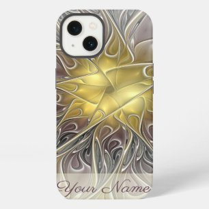 Flourish Gold Modern Abstract Fractal Flower Name iPhone 13 Case